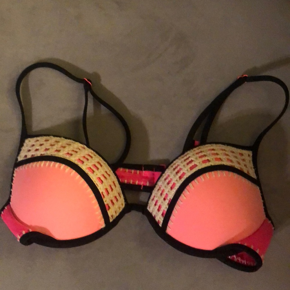Pink and peach crochet bikini top